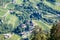 Aerial view Dorf Tirol,  Tirol Castle, Burg, hiking trails, Alto Adige, South Tyrol, Italy