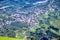 Aerial view Dorf Tirol,  vacation resort with apple orchads, Tirol Castle, hiking trails, , Alto Adige, South Tyrol, Italy