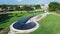 Aerial view Doris Miller Memorial and downtown Waco, Texas in summertime