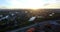 Aerial view of the down town. Morning in the city. Sky view on the beautiful city. Sunrise. Dawn light