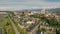 An aerial view into downtown Anchorage from a perspective over the Cook Inlet Alaska