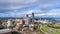 Aerial view of the downtown area of the city of Mobile, Alabama cityscape and skyline waterfront Port in March of 2020