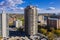 Aerial view of the downtown area of Saskatoon, Saskatchewan, Canada