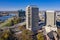 Aerial view of the downtown area of Saskatoon, Saskatchewan, Canada