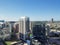 Aerial view Downtown Dallas skyscrapers under cloud blue sky