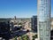 Aerial view Downtown Dallas skyscrapers under cloud blue sky