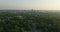 Aerial view of downtown district of Lexington city in Kentucky, USA at sunset. High skyscraper buildings in modern