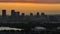 Aerial view of downtown district of Tampa city in Florida, USA at sunset. Dark silhouette of high skyscraper office