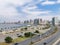 Aerial view of downtown Luanda, bay , Cabo Island and Port of Luanda, marginal and central buildings, in Angola