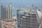 Aerial view of downtown Luanda, bay and Port of Luanda, marginal and central buildings, in Angola