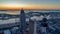 Aerial view of the downtown Mobile, Alabama cityscape and skyline urban waterfront at sunrise