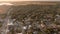 Aerial view of downtown St Marys, Georgia and the St Marys River at sunset