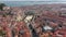 Aerial view of downtown. Wide panoramic view of town with Central Lisbon University Hospital Centre building complex and