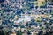 Aerial view of Dr. Robert Gross Groundwater Recharge Pond surrounded by a residential neighborhood, San Jose, South San Francisco