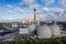 Aerial view of Drax Power Station Biomass fuel storage tanks