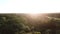 Aerial view from the dron flying over the residential area