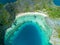 Aerial view from a drone of beautiful Horseshoe island on sunny