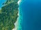 Aerial view from a drone of beautiful Nyaung Oo Phee island on s