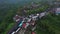 Aerial view from drone bird eye view rice cultivation in Asia agriculture near the equator ripe seasonal crop