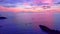 Aerial view drone camera video of sunset over sea with tourist boats to see beautiful sunset sky landscape nature view at Laem Pro