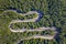 Aerial view from drone of curves of mountain road.