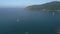 Aerial view drone fly over tropical sea beautiful seashore. Aerial view of the waves dynamic of sea waves drone footage of open se