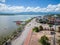 Aerial view of drone flying above Kwan Payao