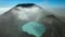 Aerial view from drone flying to mount Kawah Ijen crater, an active volcano, Java, Indonesia