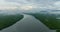 Aerial view drone Hyperlapse, Aerial view drone flying backward over mangrove forest in Thailand