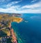 Aerial view from drone of Li Cossi seashore