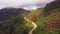 Aerial view by drone on the road to cameron highlands, Pahang, Malaysia.