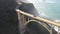 Aerial View Drone Shot of Highway Pacific Coast Highway California USA Big Sur Bixby Bridge