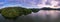 Aerial view drone shot of panorama abundant rainforest Sunset or sunrise sky over lake,Beautiful landscape nature mountains view