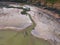 Aerial view of drought affected wetlands River Murray