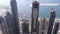 Aerial view Dubai city skyscrapers a modern metropolis architectural wonder, Dubai, UAE. Stock. Large futuristic towers