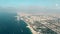 Aerial view of Dubai Downtown and the coastline, UAE