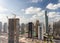 Aerial view of Dubai Jumeirah Lakes Towers skyline