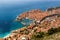 Aerial view of Dubrovnik, a city in southern Croatia fronting the Adriatic Sea