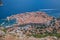 Aerial view of Dubrovnik Old Town fort