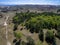 Aerial view with dunes, forest and sea in Curonian spit on a sunny day photographed with a drone.