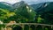 Aerial View of Durdevica Tara Arc Bridge in the Mountains, One of the Highest Automobile Bridges in Europe.