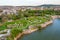 Aerial view of Durostorum fortress at Bulgarian town Silistra.