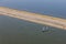 Aerial view Dutch afsluitdijk, separation between IJsselmeer and Wadden Sea