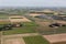 Aerial view Dutch agricultural landscape with farmhouses and highway