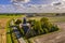 Aerial view of dutch countryside hamlet