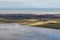 Aerial view Dutch island Schiermonnikoog with shining sunlight