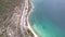 Aerial view of East Lake Tahoe by Incline Village on a cloudy day