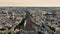 Aerial view of the eastern part of city center of Paris, France with rail tracks leading to train station Gare Montparnasse.