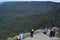 Aerial view of Echo Point Three Sisters lookout in Katoombaa at