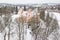 Aerial view of Edole castle in winter day, Latvia